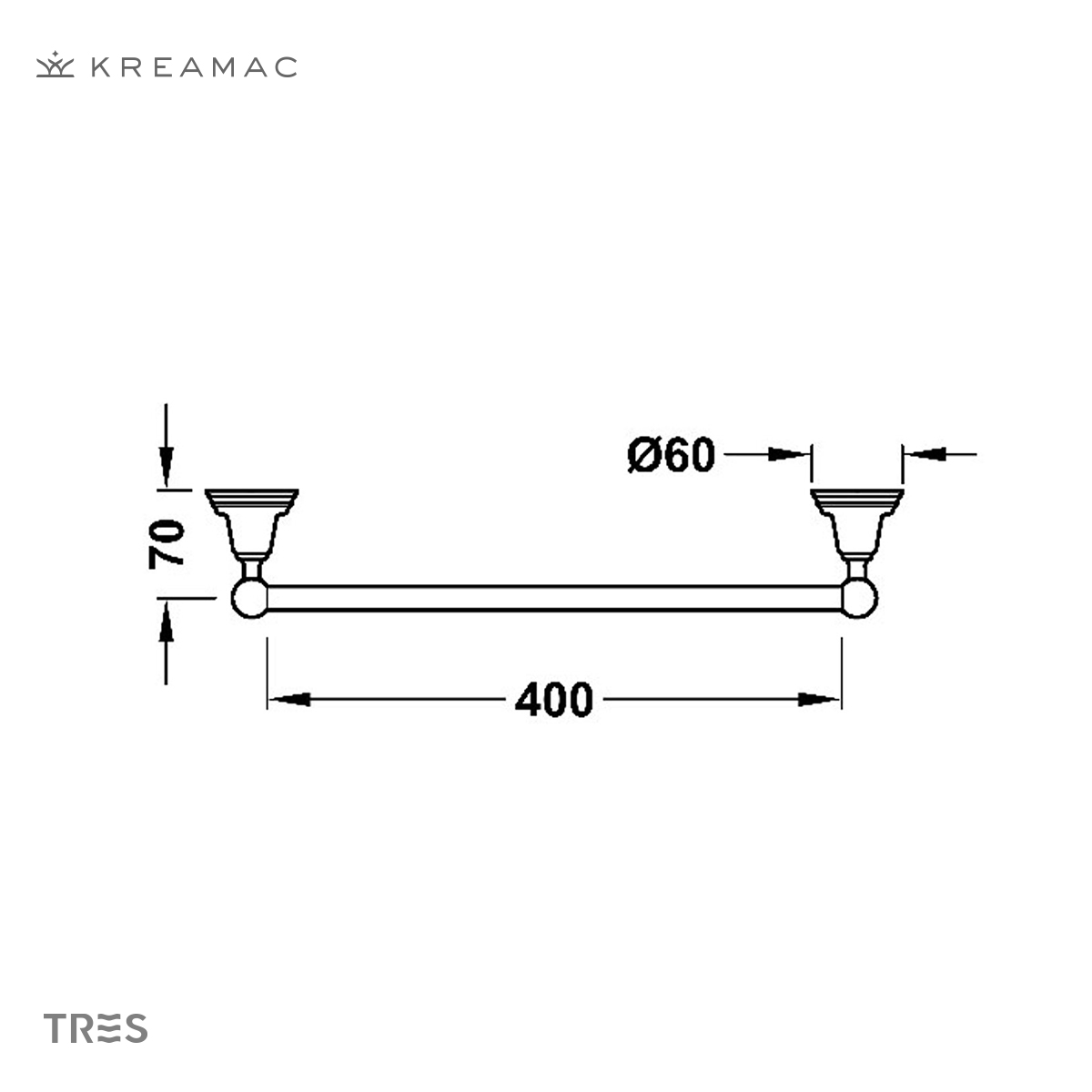 TOALLERO DE BARRA CLASSIC CROMO PULIDO 2 TOALLERO DE BARRA CLASSIC CROMO PULIDO - Imagen 2
