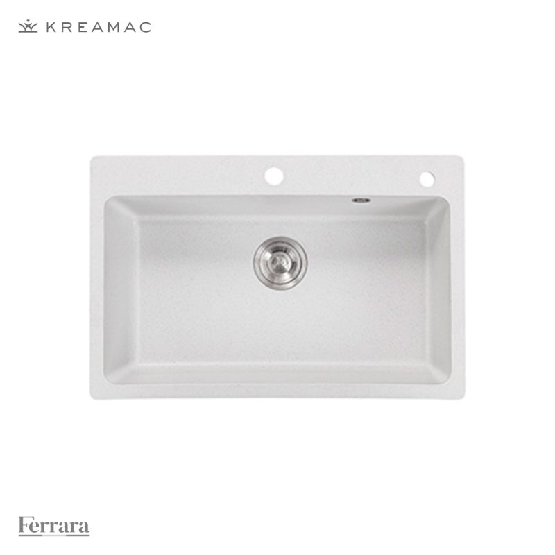 LAVAPLATOS FOSA SIMPLE CARINA PIEDRA DE CUARZO BLANCO 60X45CM