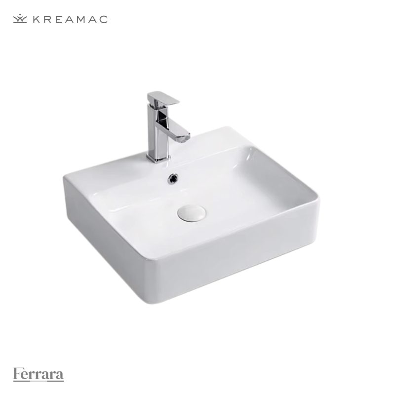 LAVAMANOS DE SOBREPONER TOSCANA BLANCO 50X42 CM CON ORIFICIO PARA GRIFO BAJO